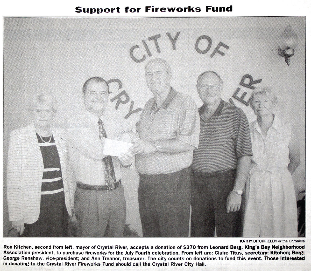Crystal River fireworks donation